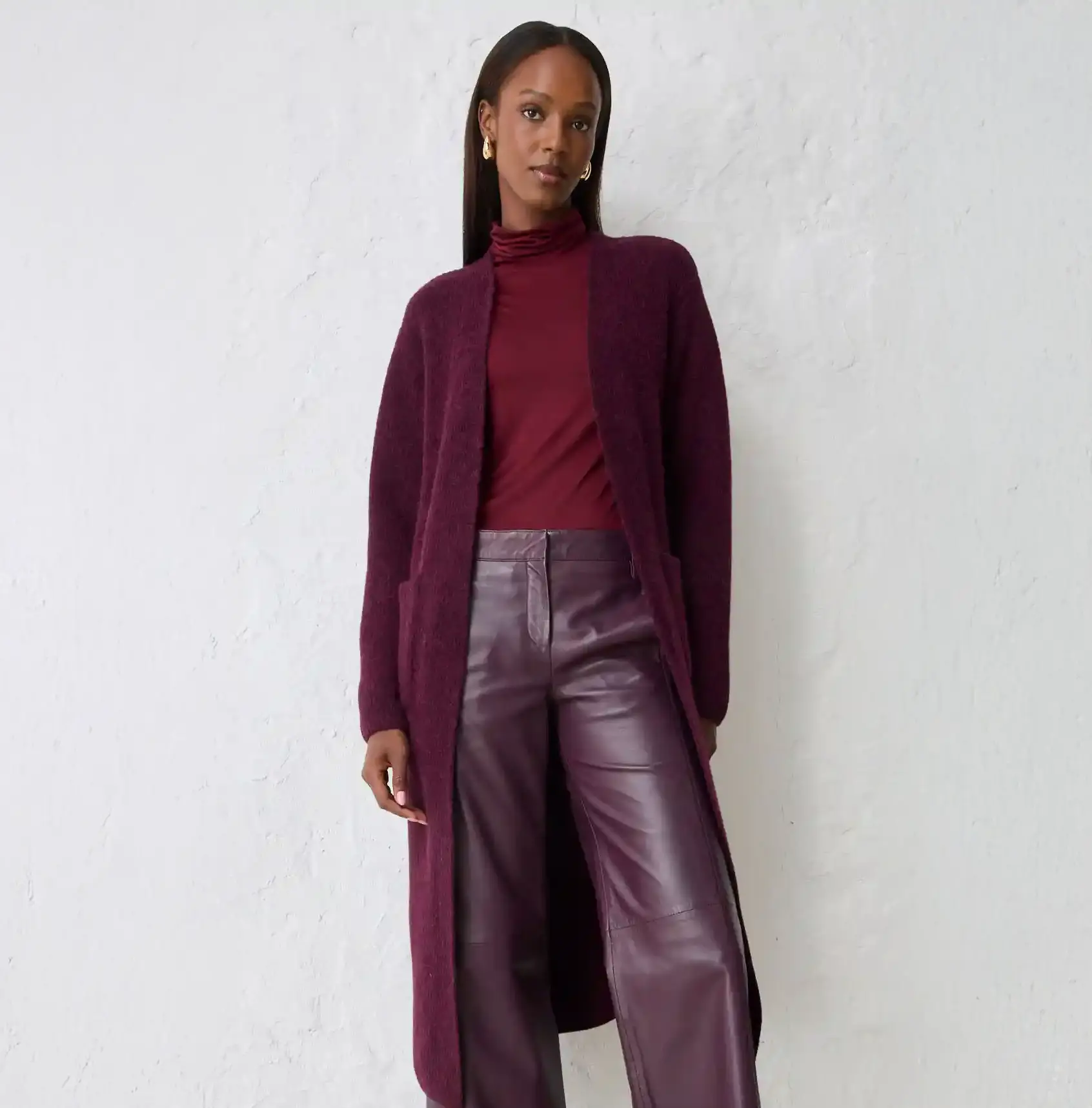 Wijnrood gebreid vest