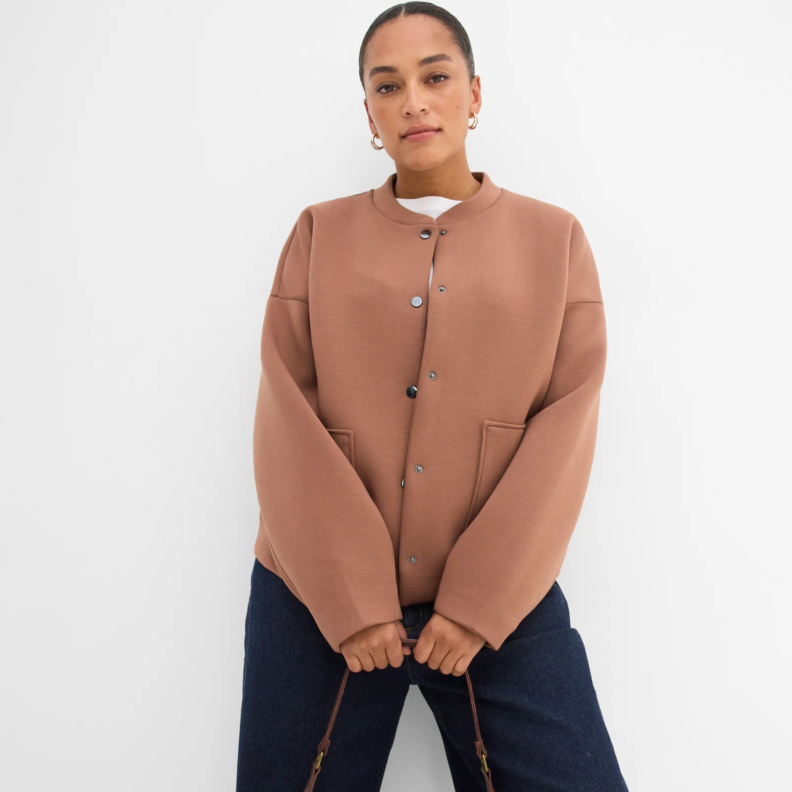 Bomber van comfortabele scuba kastanjebruin