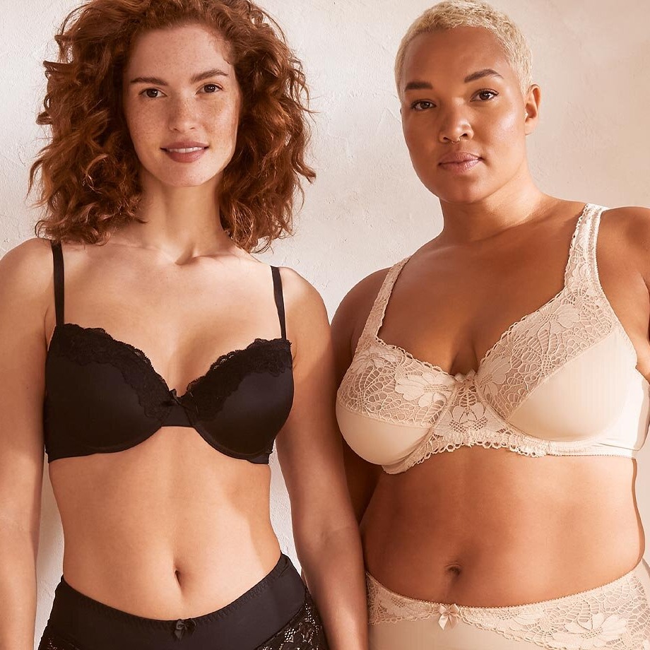 Elegante lingerie in zwart en crème: kanten bh's met fijne details voor verschillende figuurtypes.